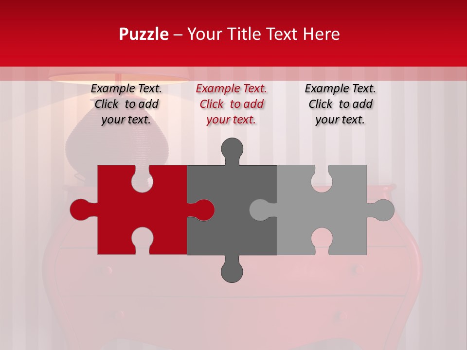 A Red Dresser With A Lamp On Top Of It PowerPoint Template