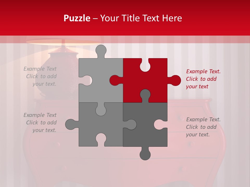 A Red Dresser With A Lamp On Top Of It PowerPoint Template