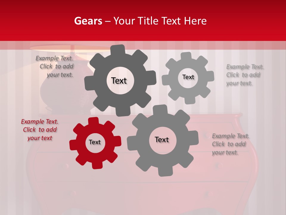 A Red Dresser With A Lamp On Top Of It PowerPoint Template