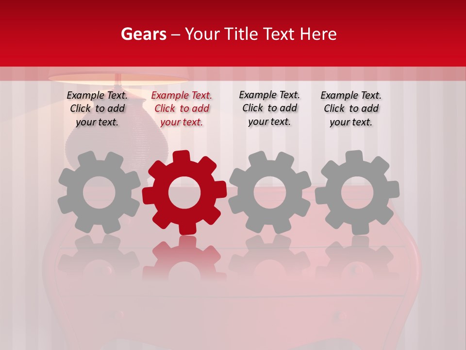 A Red Dresser With A Lamp On Top Of It PowerPoint Template