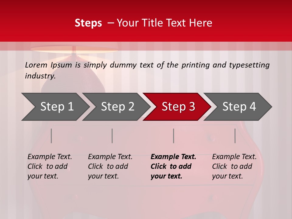 A Red Dresser With A Lamp On Top Of It PowerPoint Template