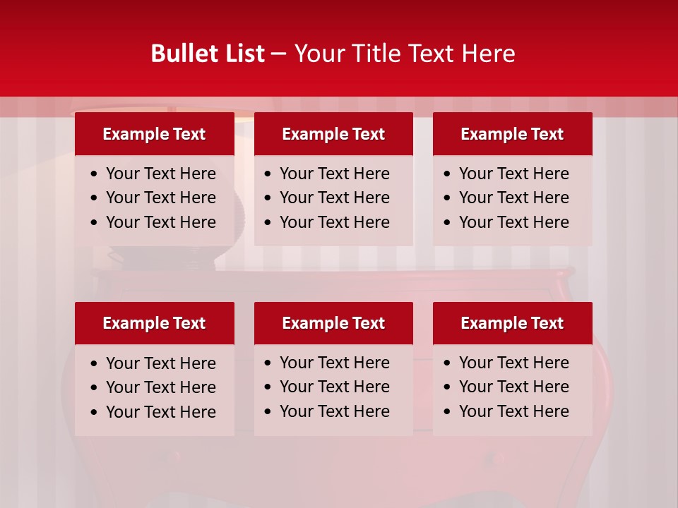 A Red Dresser With A Lamp On Top Of It PowerPoint Template