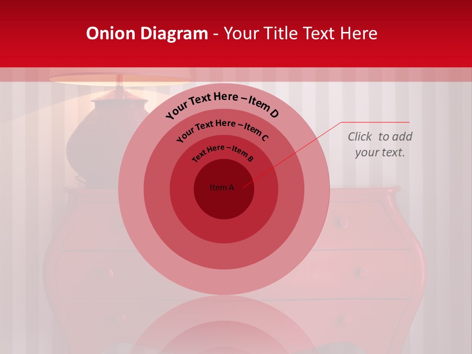 A Red Dresser With A Lamp On Top Of It PowerPoint Template