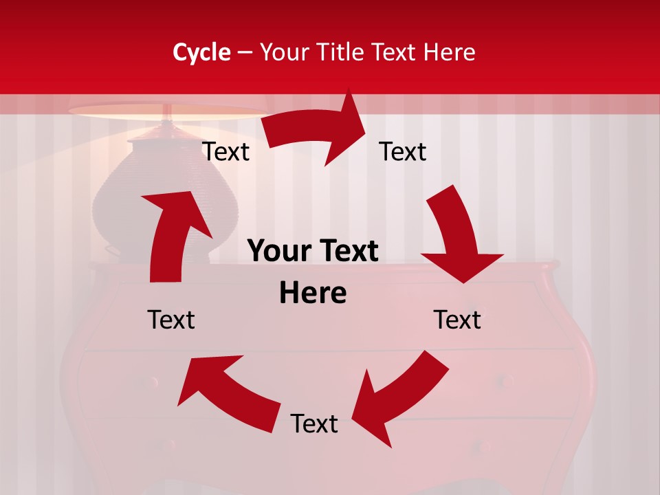 A Red Dresser With A Lamp On Top Of It PowerPoint Template