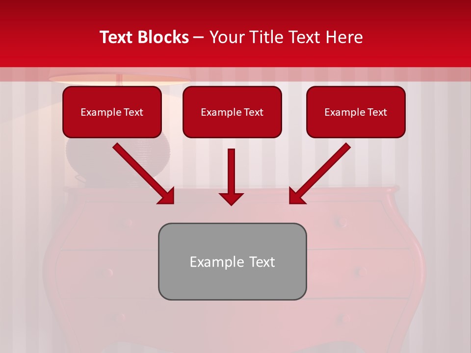 A Red Dresser With A Lamp On Top Of It PowerPoint Template