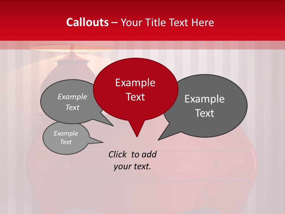 A Red Dresser With A Lamp On Top Of It PowerPoint Template