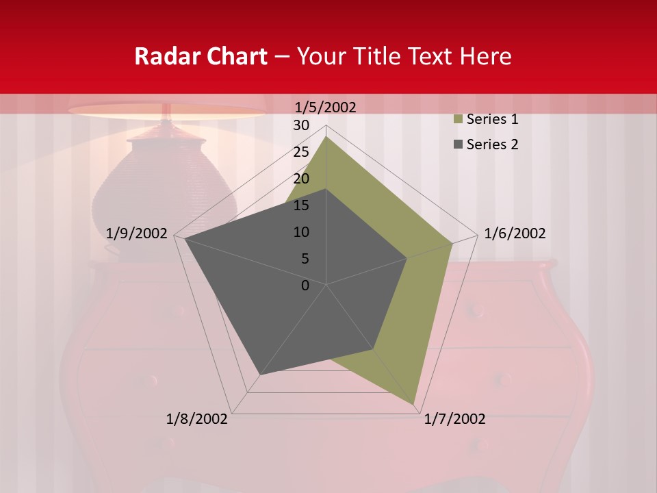 A Red Dresser With A Lamp On Top Of It PowerPoint Template