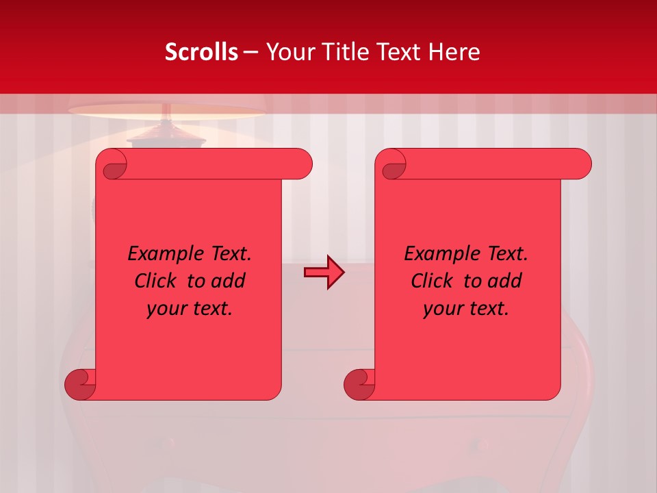 A Red Dresser With A Lamp On Top Of It PowerPoint Template