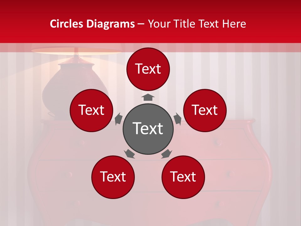 A Red Dresser With A Lamp On Top Of It PowerPoint Template