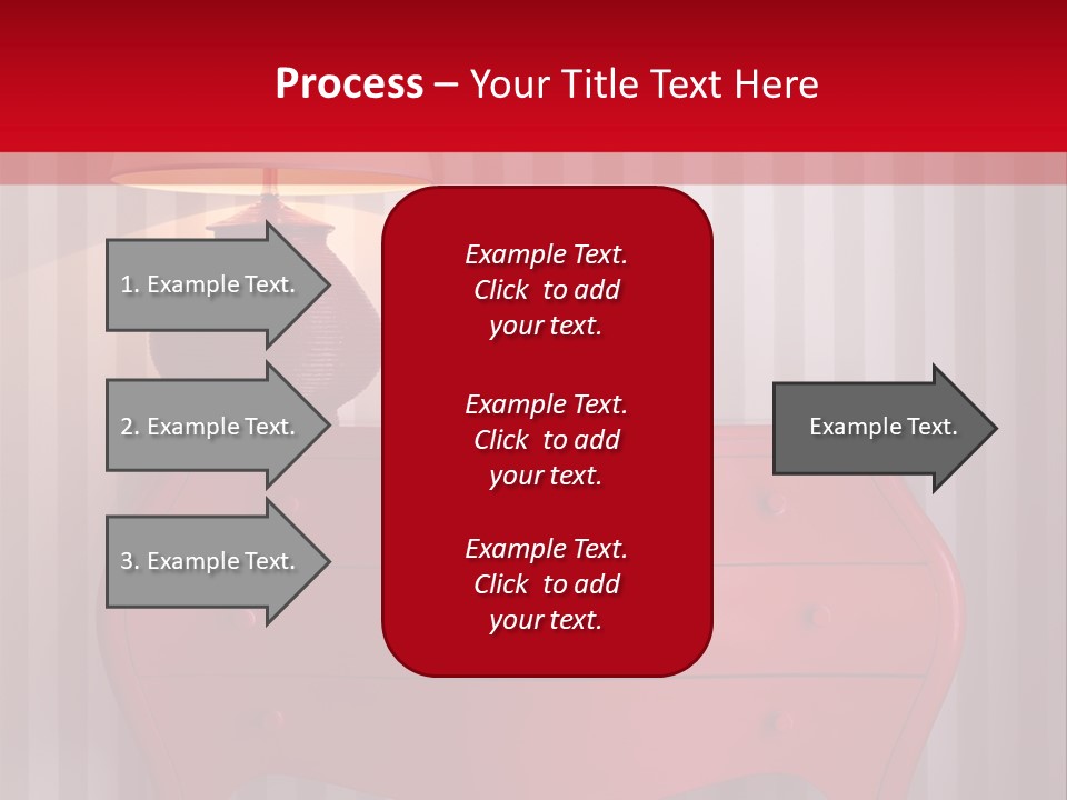 A Red Dresser With A Lamp On Top Of It PowerPoint Template