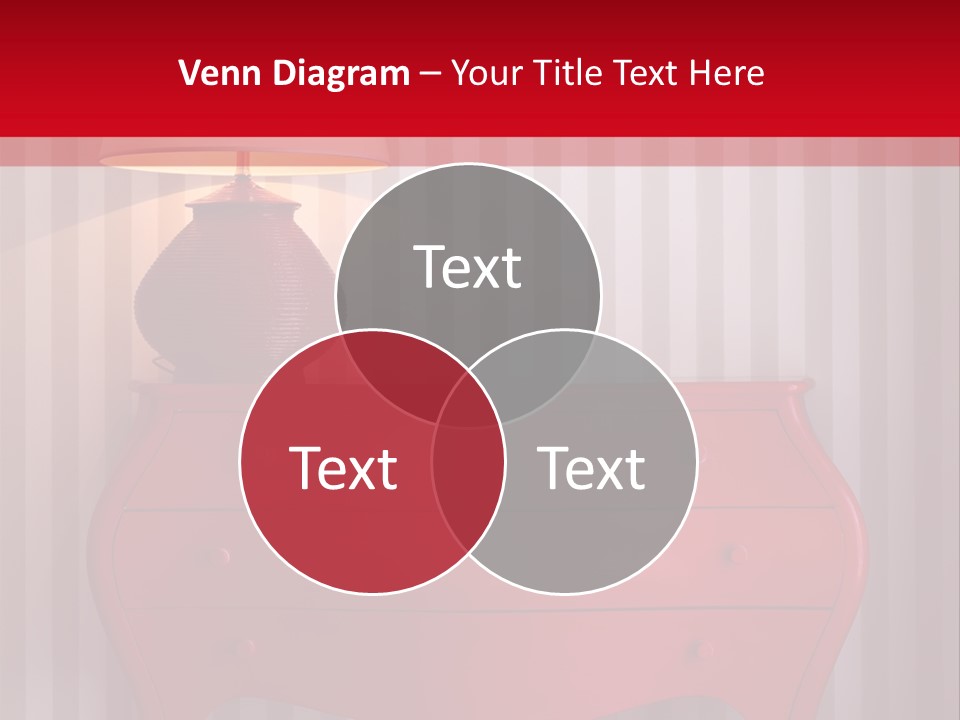 A Red Dresser With A Lamp On Top Of It PowerPoint Template