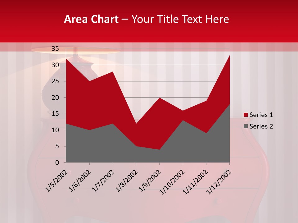 A Red Dresser With A Lamp On Top Of It PowerPoint Template