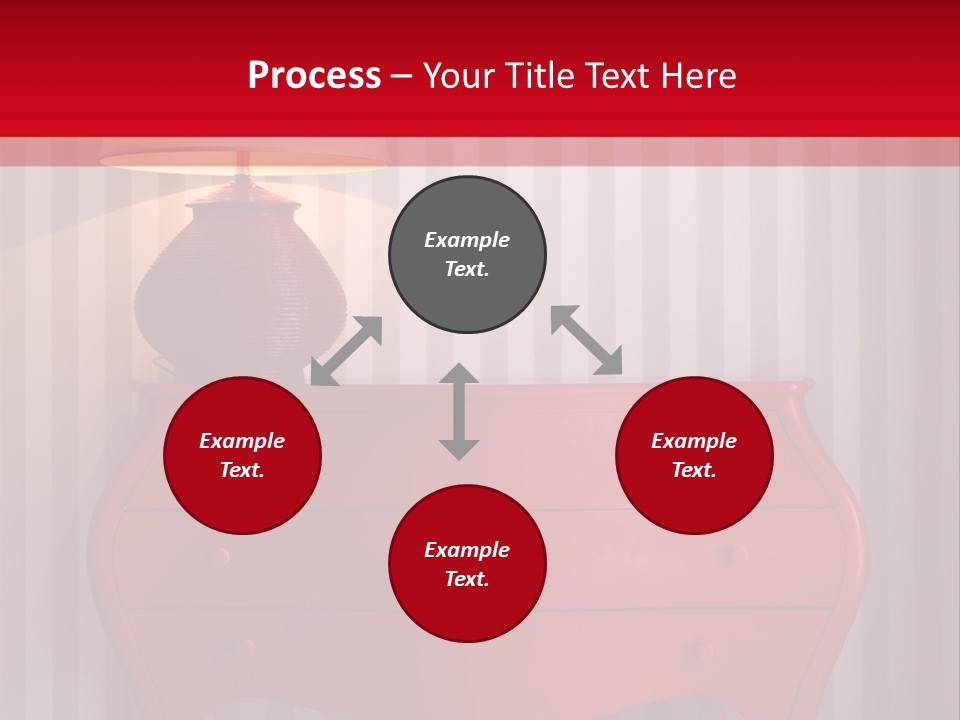 A Red Dresser With A Lamp On Top Of It PowerPoint Template