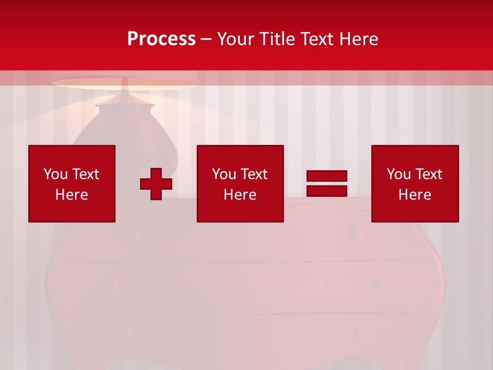 A Red Dresser With A Lamp On Top Of It PowerPoint Template