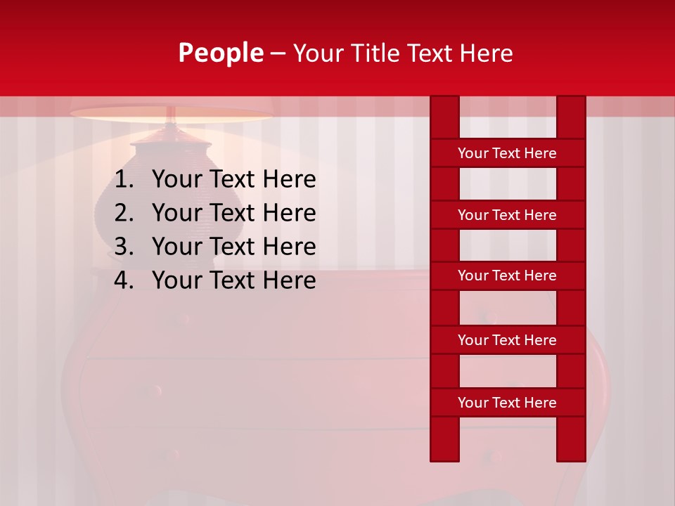 A Red Dresser With A Lamp On Top Of It PowerPoint Template