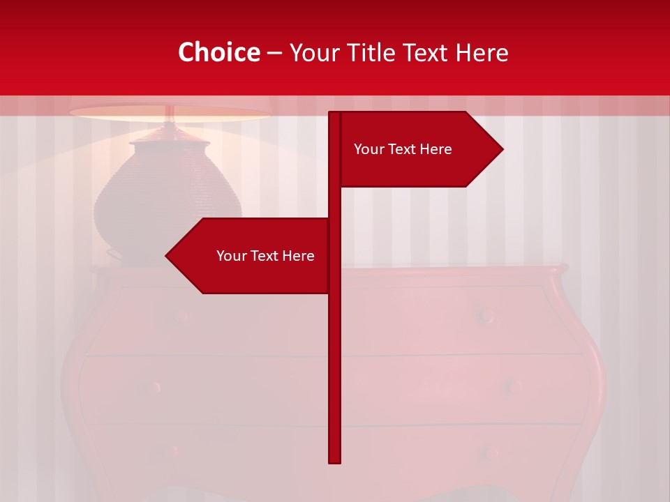 A Red Dresser With A Lamp On Top Of It PowerPoint Template