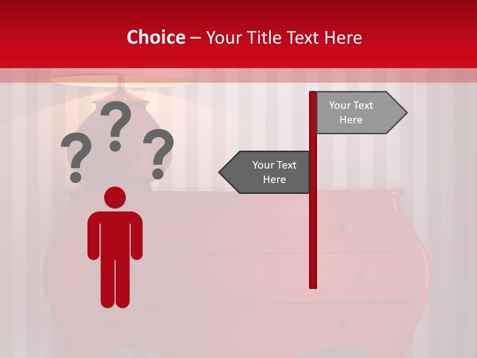 A Red Dresser With A Lamp On Top Of It PowerPoint Template