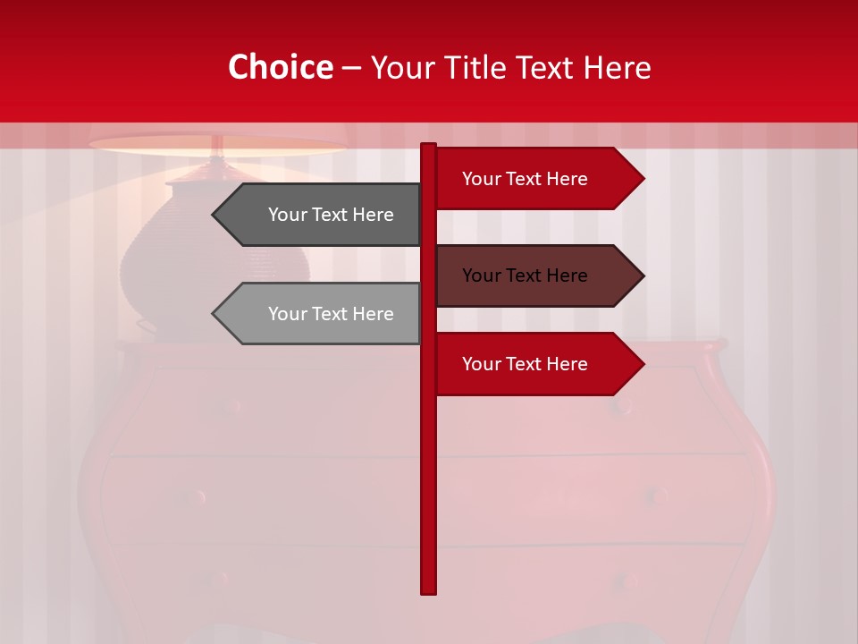 A Red Dresser With A Lamp On Top Of It PowerPoint Template