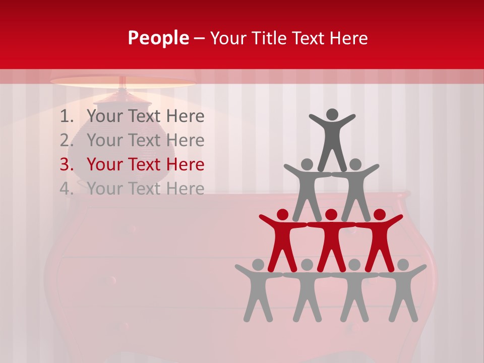 A Red Dresser With A Lamp On Top Of It PowerPoint Template