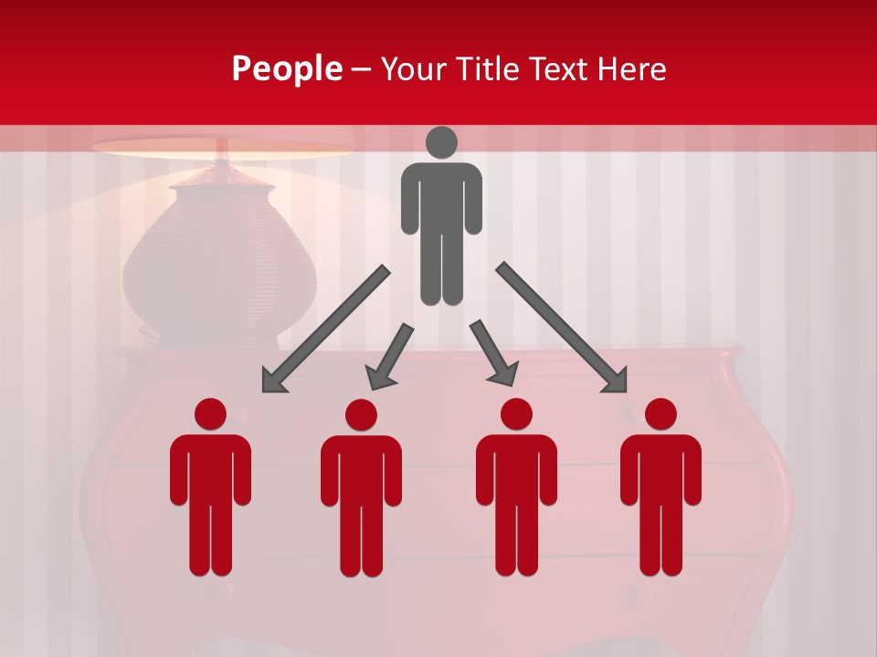 A Red Dresser With A Lamp On Top Of It PowerPoint Template