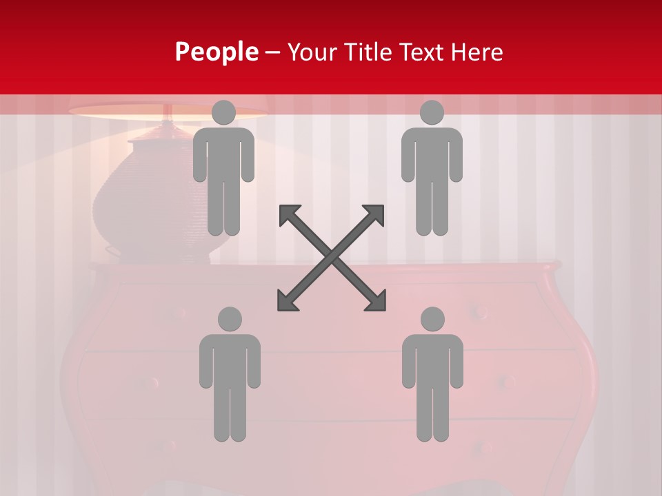 A Red Dresser With A Lamp On Top Of It PowerPoint Template