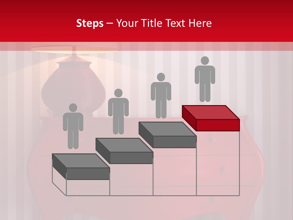 A Red Dresser With A Lamp On Top Of It PowerPoint Template