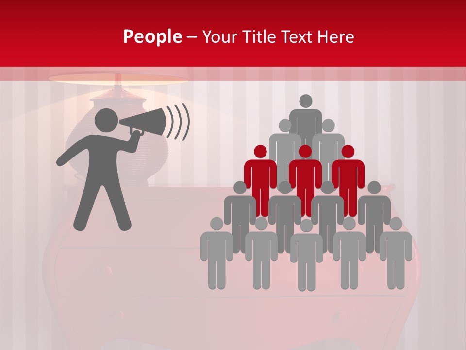 A Red Dresser With A Lamp On Top Of It PowerPoint Template