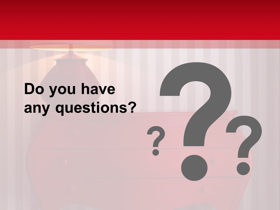 A Red Dresser With A Lamp On Top Of It PowerPoint Template