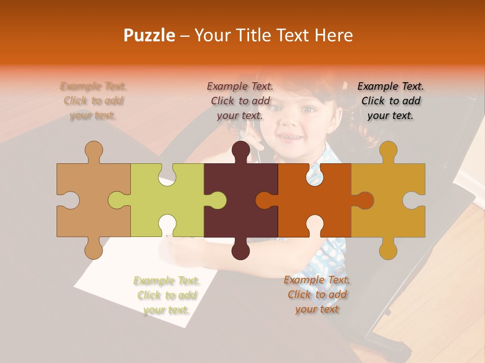 A Little Girl Sitting At A Desk Talking On A Phone PowerPoint Template