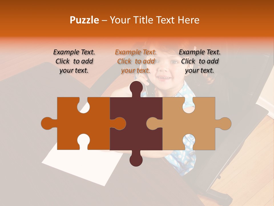 A Little Girl Sitting At A Desk Talking On A Phone PowerPoint Template