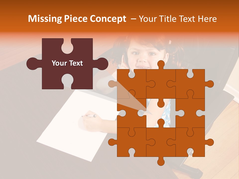 A Little Girl Sitting At A Desk Talking On A Phone PowerPoint Template