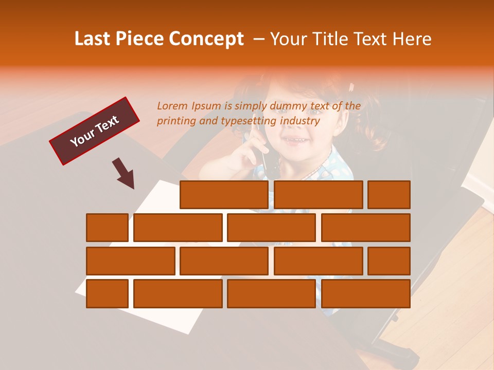 A Little Girl Sitting At A Desk Talking On A Phone PowerPoint Template
