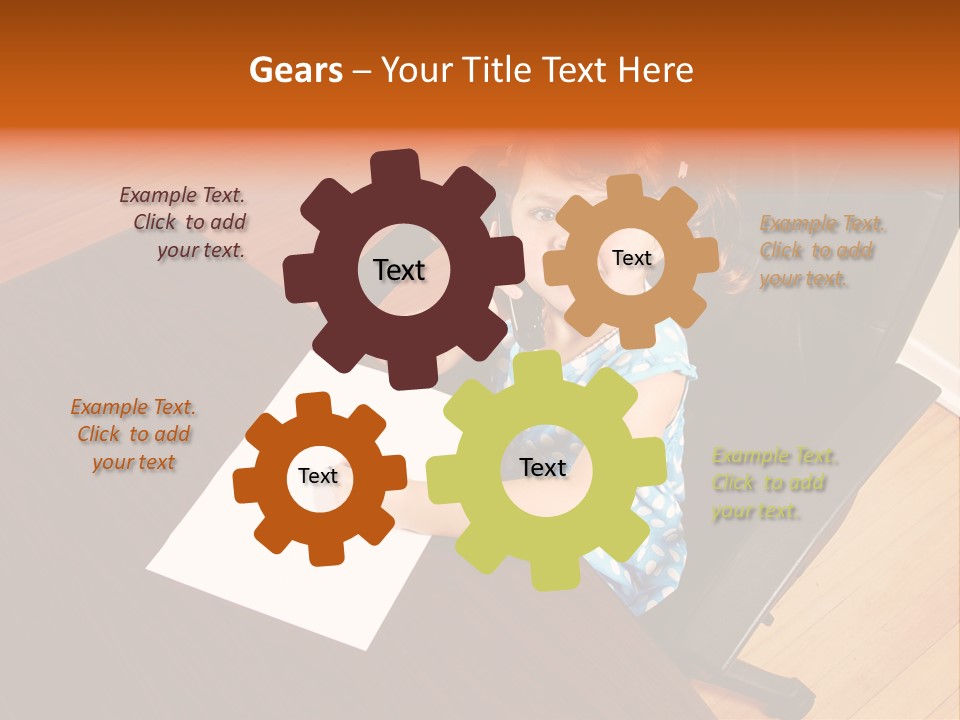A Little Girl Sitting At A Desk Talking On A Phone PowerPoint Template