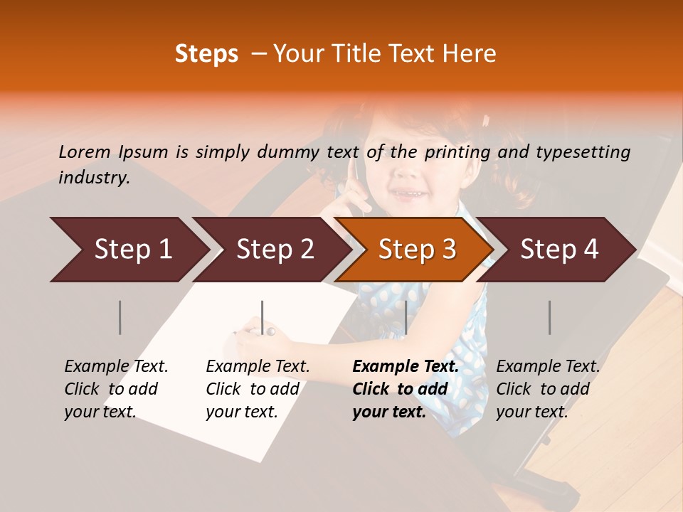 A Little Girl Sitting At A Desk Talking On A Phone PowerPoint Template