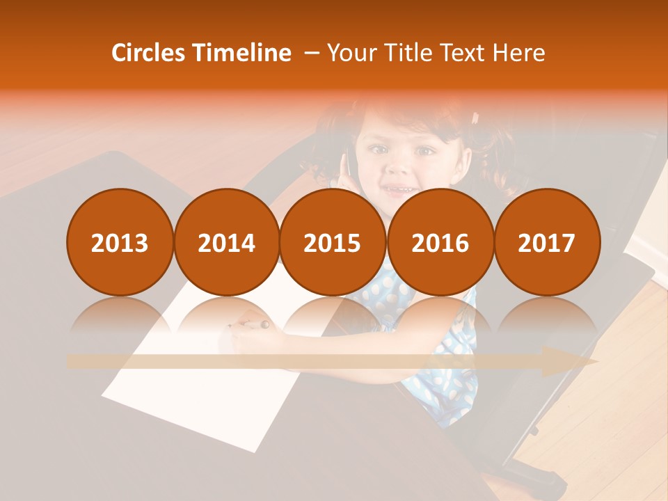 A Little Girl Sitting At A Desk Talking On A Phone PowerPoint Template