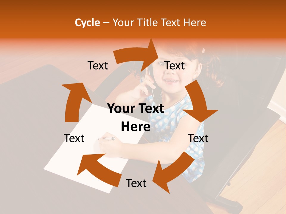 A Little Girl Sitting At A Desk Talking On A Phone PowerPoint Template