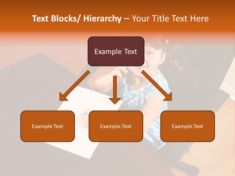 A Little Girl Sitting At A Desk Talking On A Phone PowerPoint Template