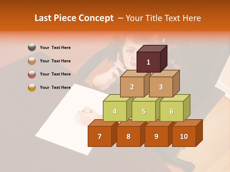 A Little Girl Sitting At A Desk Talking On A Phone PowerPoint Template