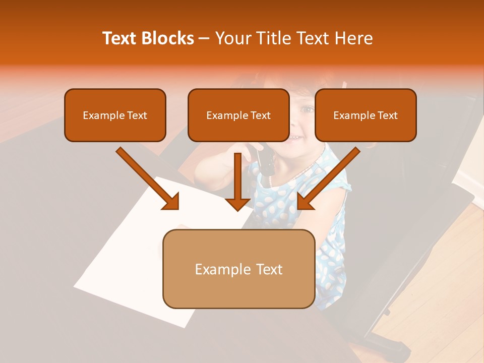 A Little Girl Sitting At A Desk Talking On A Phone PowerPoint Template