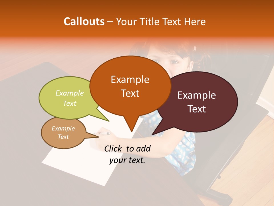 A Little Girl Sitting At A Desk Talking On A Phone PowerPoint Template