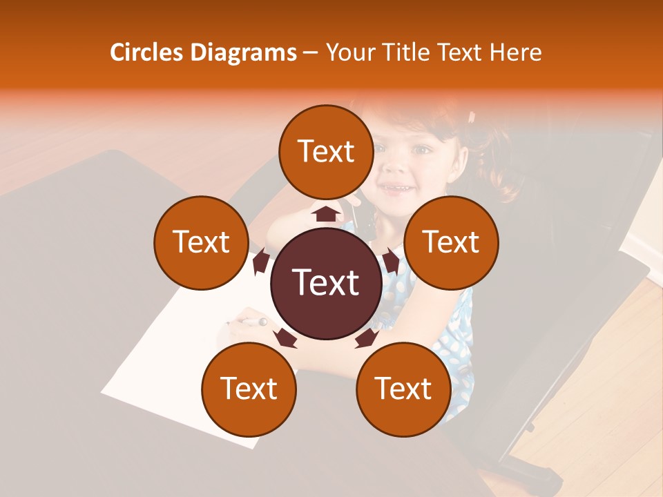 A Little Girl Sitting At A Desk Talking On A Phone PowerPoint Template
