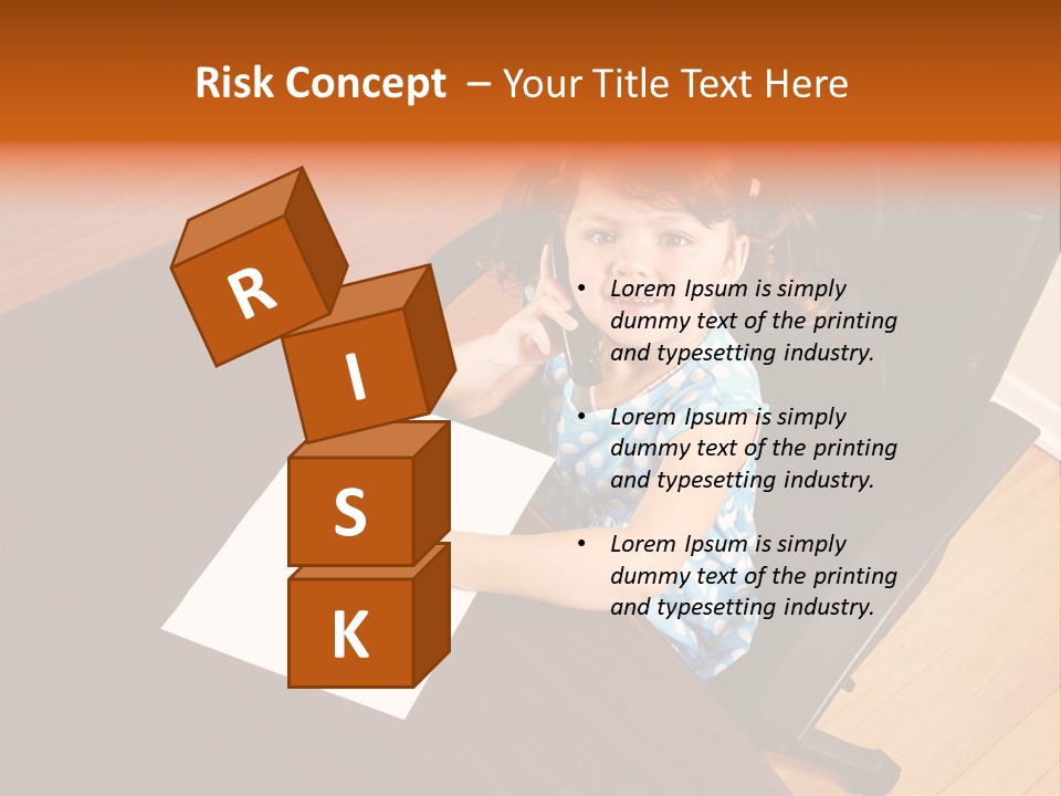 A Little Girl Sitting At A Desk Talking On A Phone PowerPoint Template