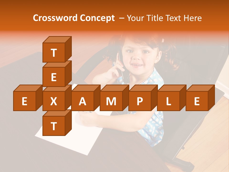 A Little Girl Sitting At A Desk Talking On A Phone PowerPoint Template