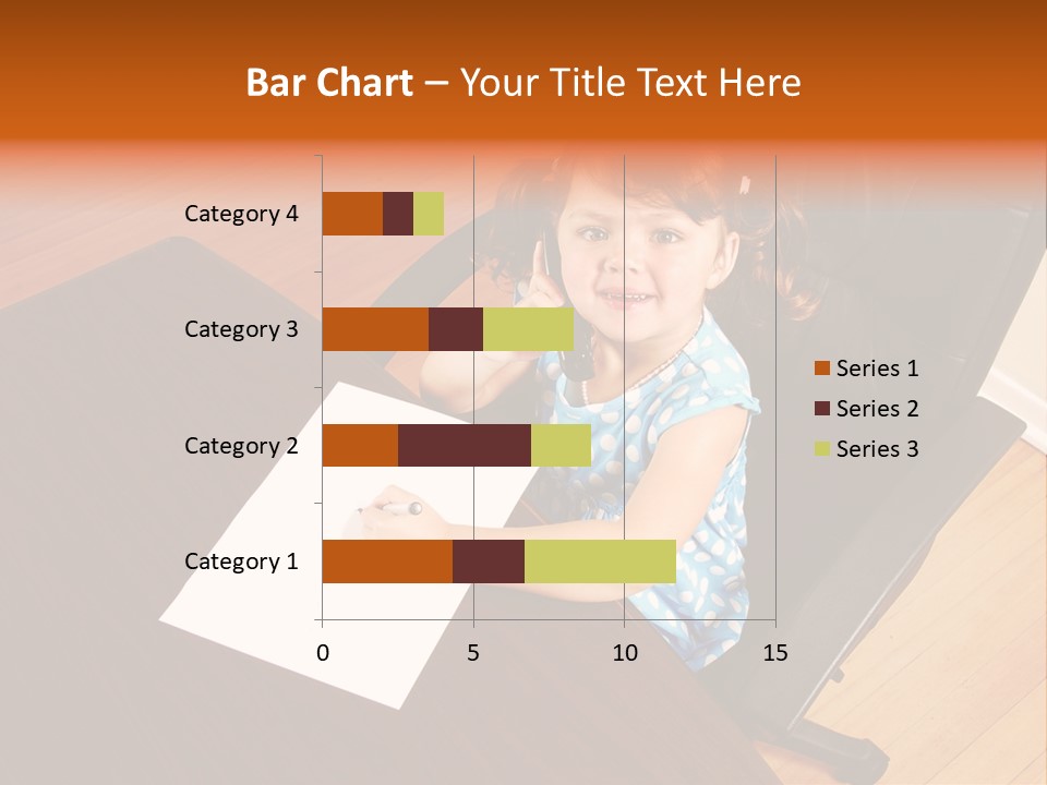 A Little Girl Sitting At A Desk Talking On A Phone PowerPoint Template