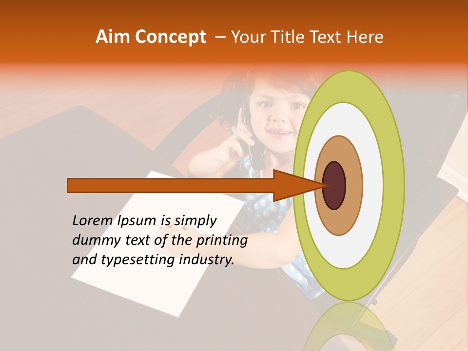A Little Girl Sitting At A Desk Talking On A Phone PowerPoint Template