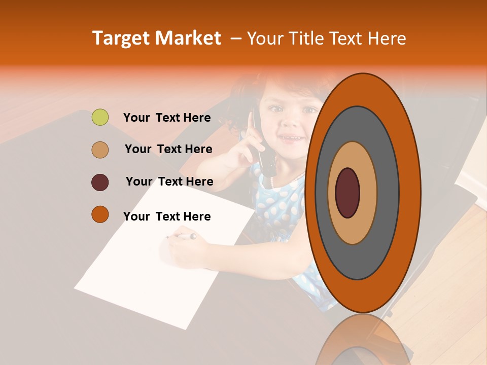 A Little Girl Sitting At A Desk Talking On A Phone PowerPoint Template