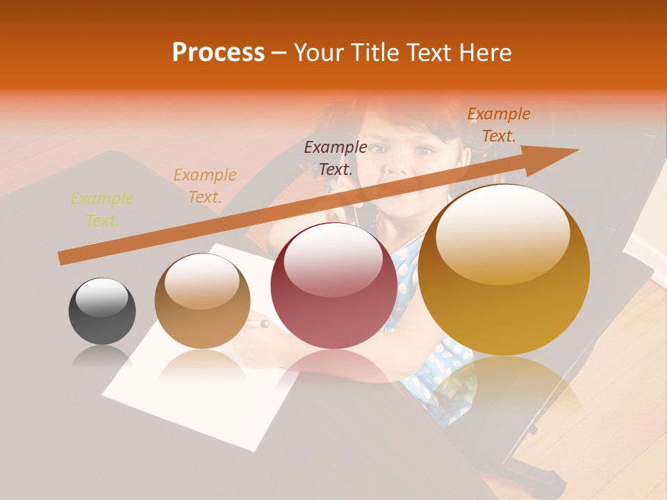 A Little Girl Sitting At A Desk Talking On A Phone PowerPoint Template