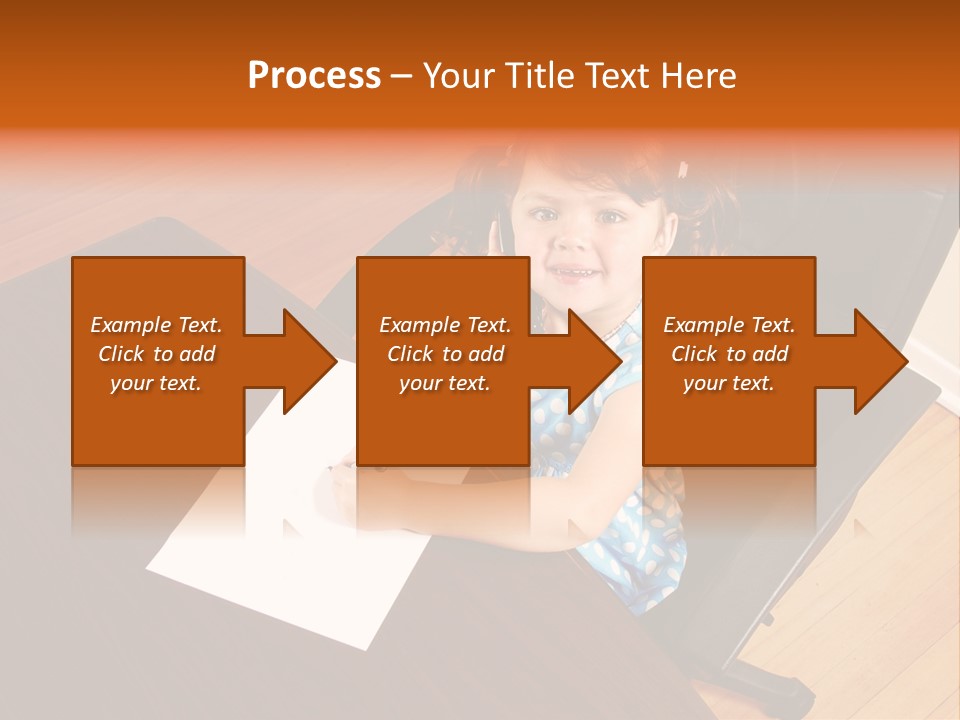 A Little Girl Sitting At A Desk Talking On A Phone PowerPoint Template