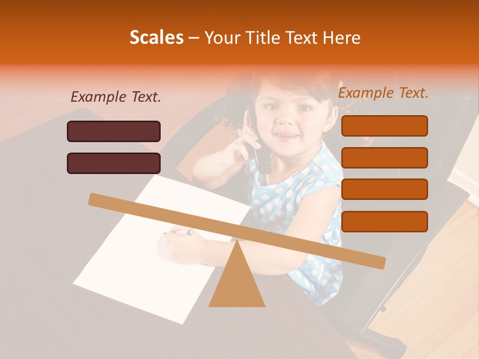 A Little Girl Sitting At A Desk Talking On A Phone PowerPoint Template