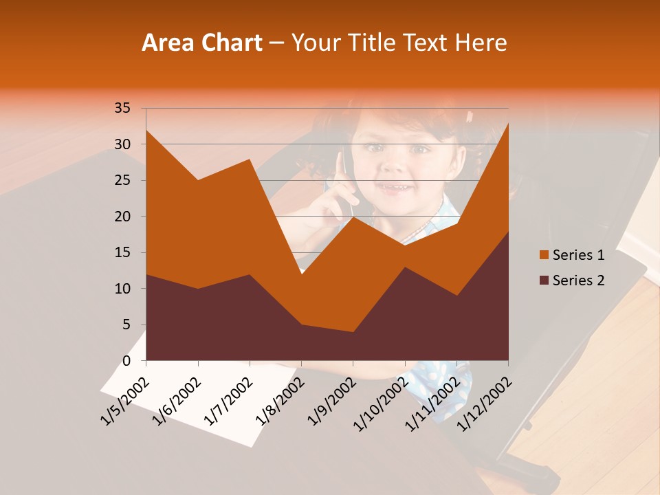 A Little Girl Sitting At A Desk Talking On A Phone PowerPoint Template